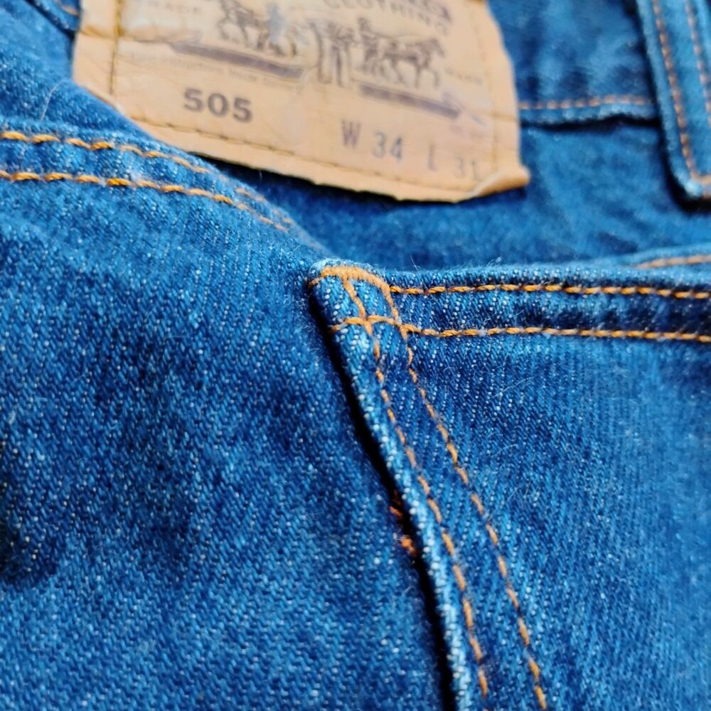 Vintage Levi's 505 Orange Tab Jeans 34x31 Straight Dark Wash 80's Denim - Picture 16 of 16